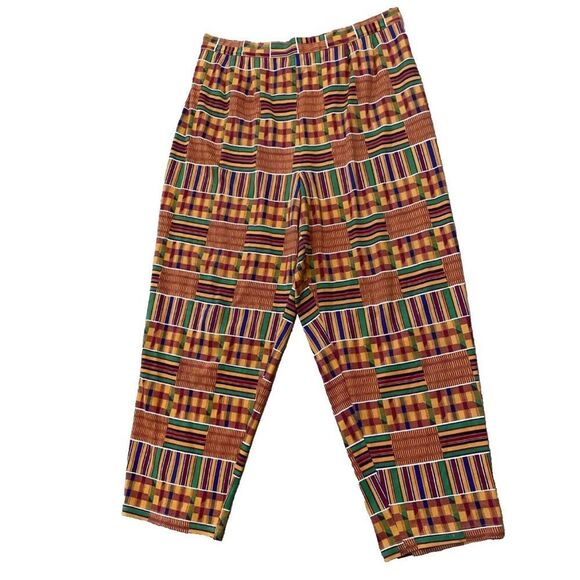 CALIFORNIA GOLD RUSH Women 20 Kente Africa Print Sleeveless 2Piece Pants Set VTG - Picture 4 of 16